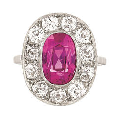 Belle Epoque Pink Sapphire Diamond and Platinum Cluster Ring 4