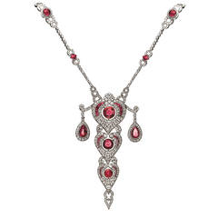 Dreicer & Co. French Belle Epoque Ruby Diamond Platinum Necklace