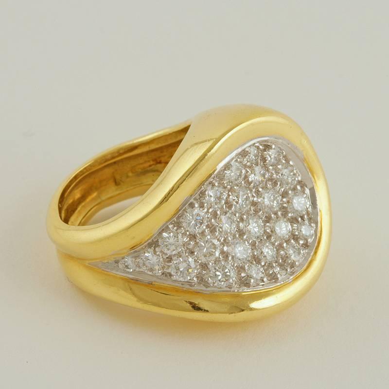 Women's Kutchinsky London 1970s Diamond Gold Platinum Ring