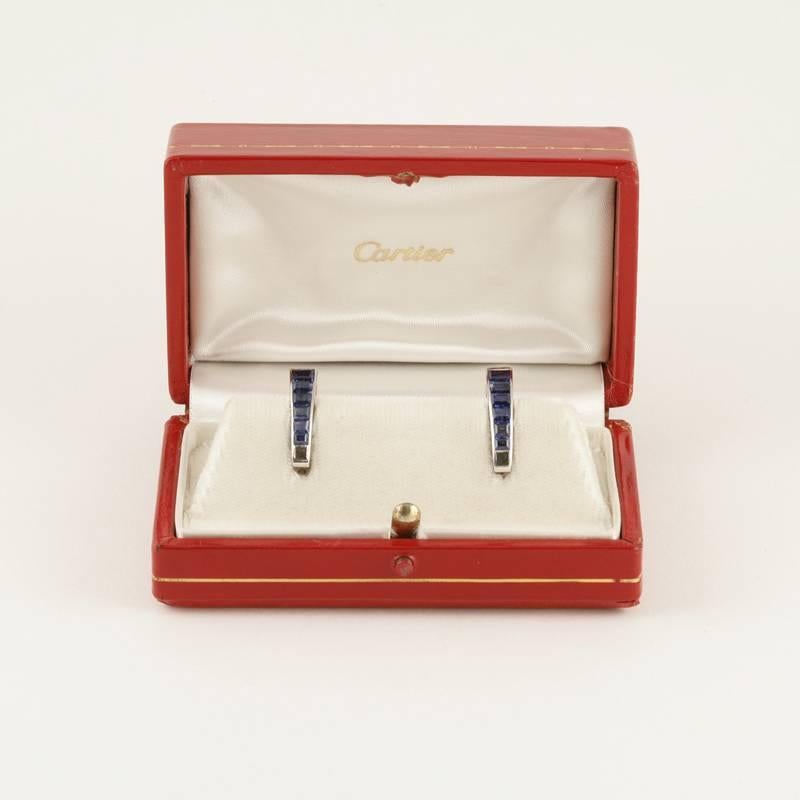 Cartier Mid-20th Century Sapphire and Gold ‘Stirrup’ Cuff Links 3