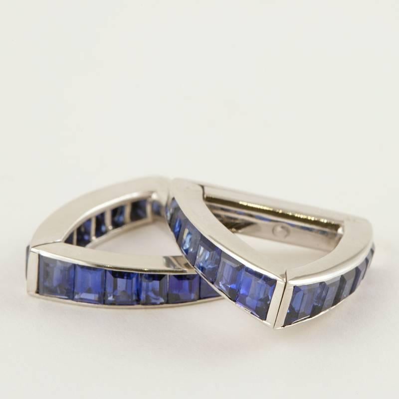 Men's Cartier Mid-20th Century Sapphire and Gold ‘Stirrup’ Cuff Links