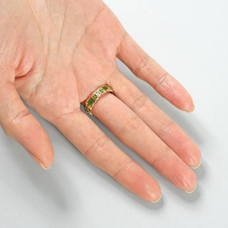 Marcus Marcus & Company Jugendstil Ring mit Peridot, Diamant, Gold und Emaille 2