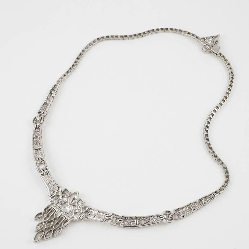 Old European Cut Multi-Cut Diamond Tassel Collar Necklace 