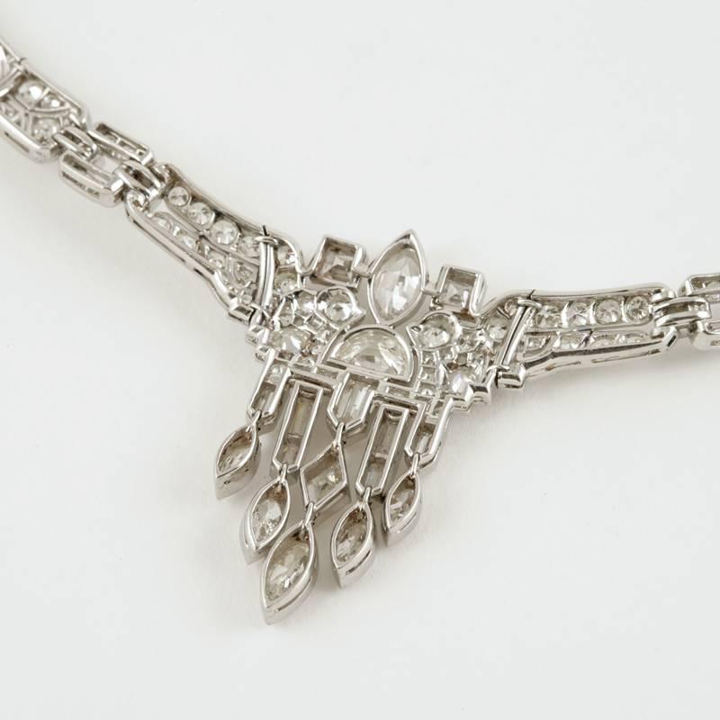 Multi-Cut Diamond Tassel Collar Necklace  1