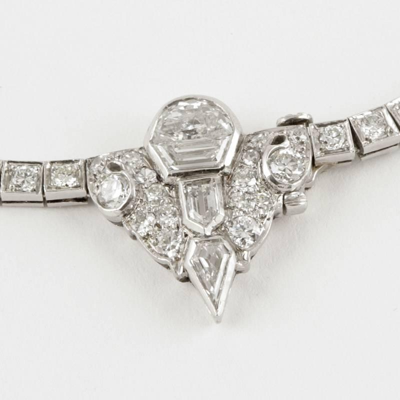 Women's Multi-Cut Diamond Tassel Collar Necklace 