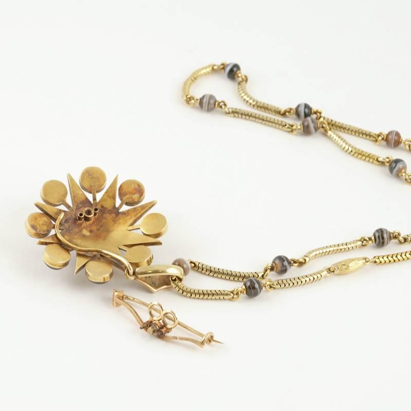 Victorian Demi-Parure of Banded Agate and Pearl 3