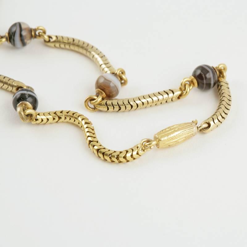 Victorian Demi-Parure of Banded Agate and Pearl 4