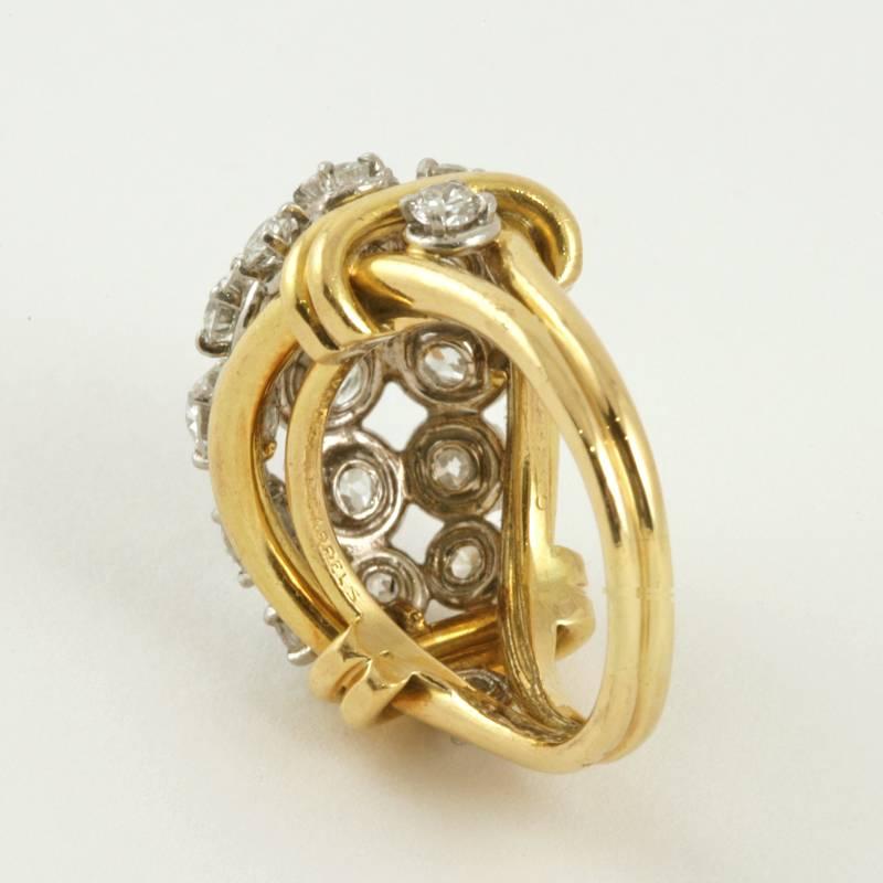Van Cleef & Arpels Paris Retro Diamond Gold Platinum Bombé Ring 1