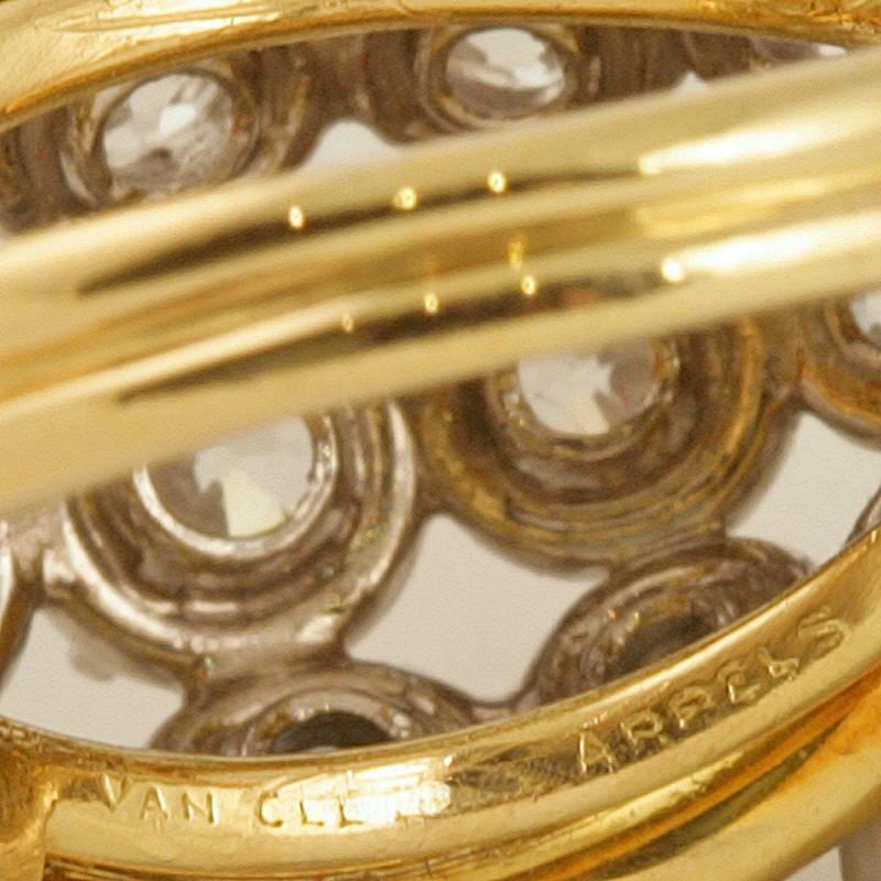 Van Cleef & Arpels Paris Retro Diamond Gold Platinum Bombé Ring 2