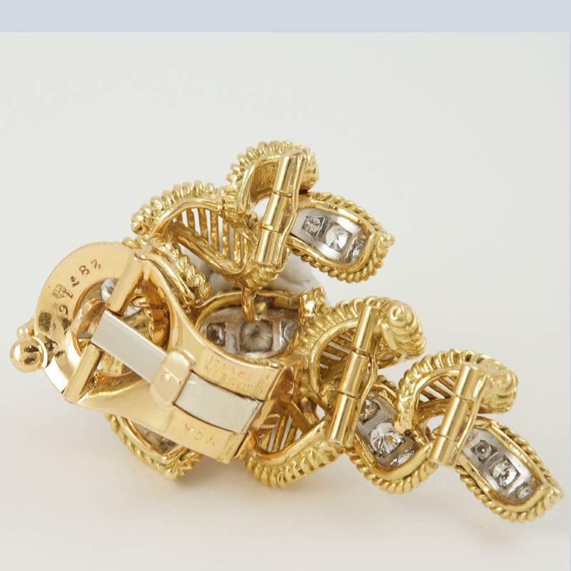 Van Cleef & Arpels Paris Georges L'Enfant Mid-20th Century Diamond Gold Earrings 2