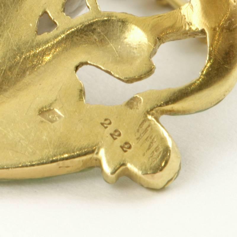 André Rambour French Art Nouveau Enamel Gold Pendant For Sale 2