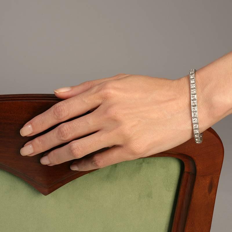 Art Deco Diamond Platinum Line Bracelet 2