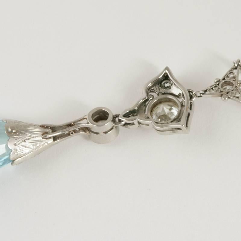 Edwardian Aquamarine Diamond Platinum Necklace 1