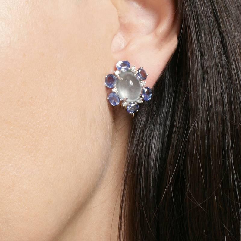 Women's Aquamarine Sapphire Diamond Gold Dangle Earrings by Zwikker & Zacher