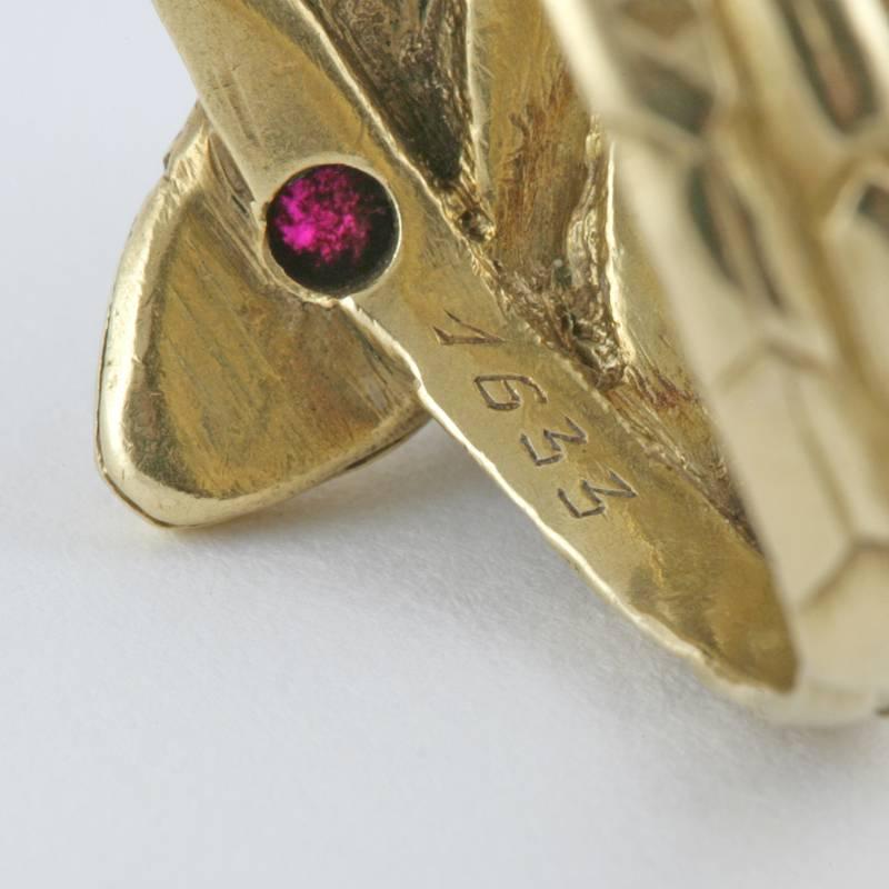 Antique French Ruby Diamond Gold Serpent Ring 2