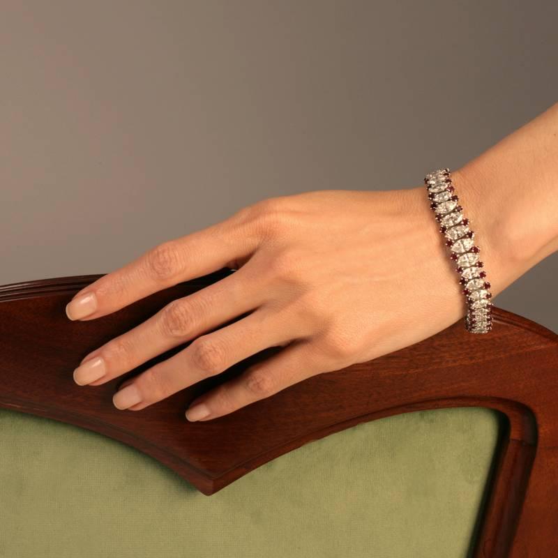 1960s Ruby Diamond Platinum Bracelet 1