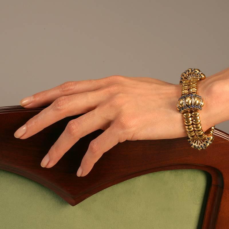Boucheron Paris Sapphire and Diamond Gold Link Bracelet  1
