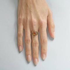 Arts and Crafts Citrine, Sapphire and Gold Ring