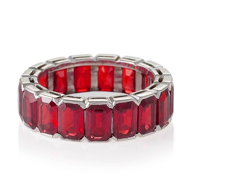 1990s Ruby Gold Eternity Ring In Excellent Condition In New York, NY