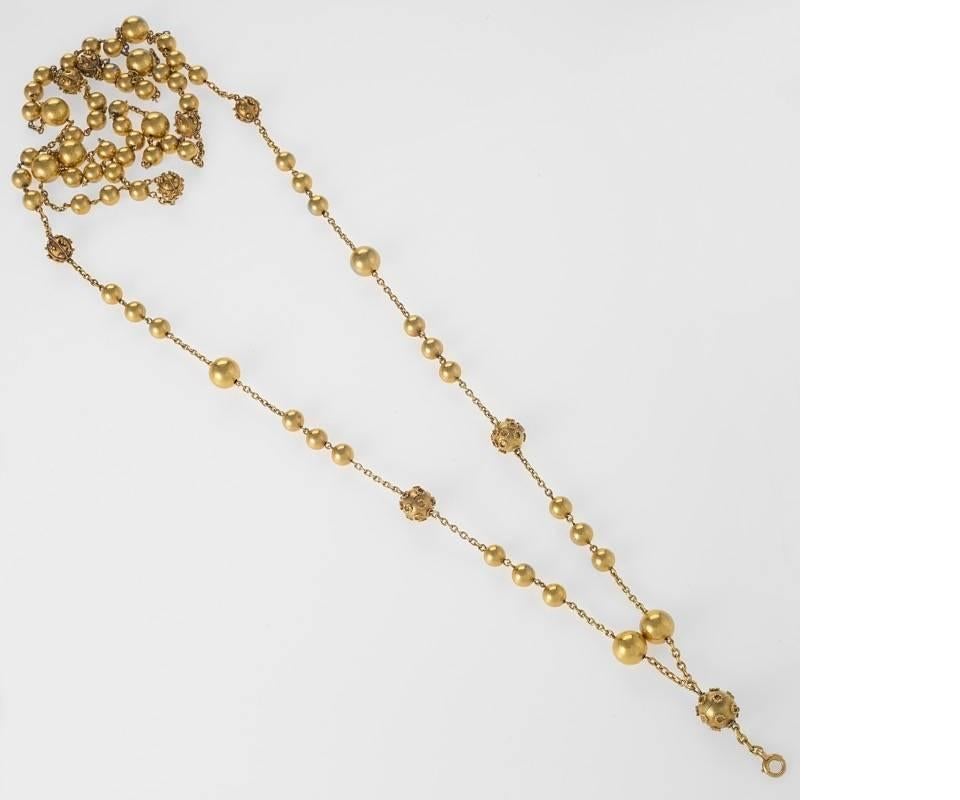 French Antique Gold Long Chain In Excellent Condition In New York, NY
