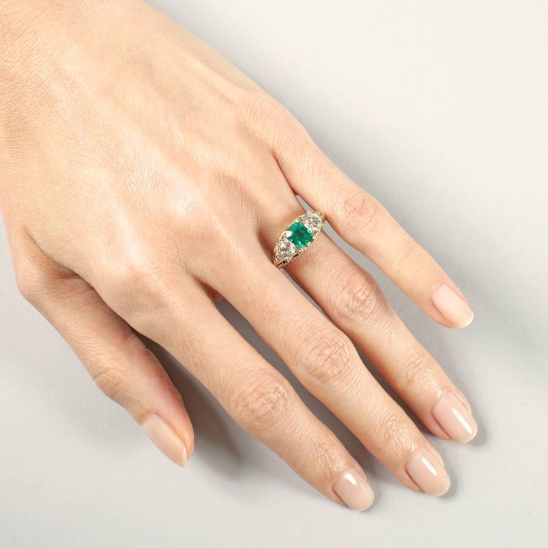 antique three stone diamond ring