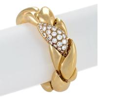 French Late-20th Century Diamond and Gold Link Bracelet