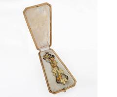 René Lalique Art Nouveau Enamel and Gold Boxed "Automne" Pendant