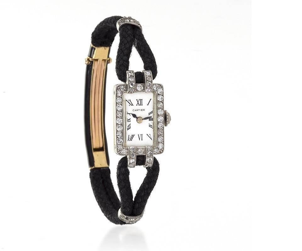 Cartier Paris Art Deco Diamond Ladies Watch For Sale at 1stdibs