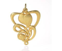 Edward Colonna French Art Nouveau Abalone Pearl, Enamel and Gold Pendant