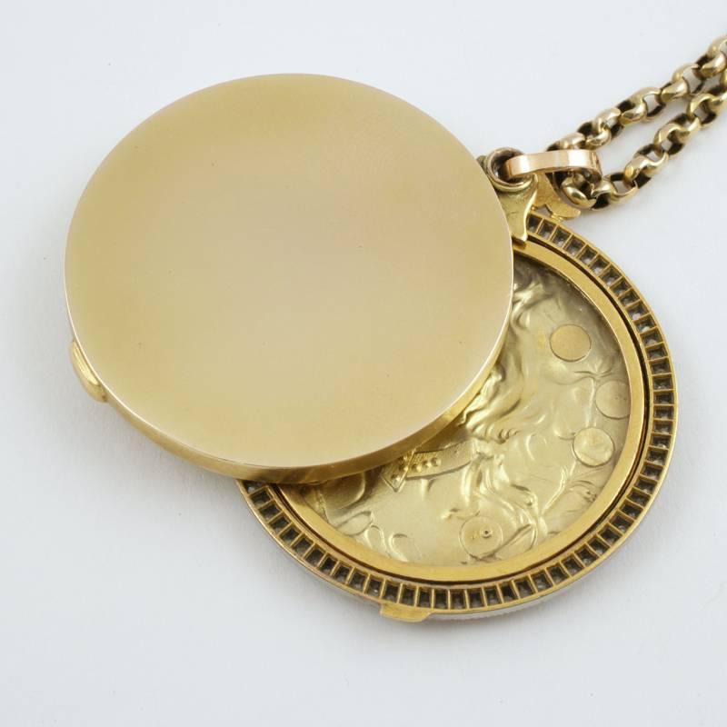 Comte D’ Epinay De Briort Art Nouveau Gold, Diamond and Platinum Pendant Locket  2