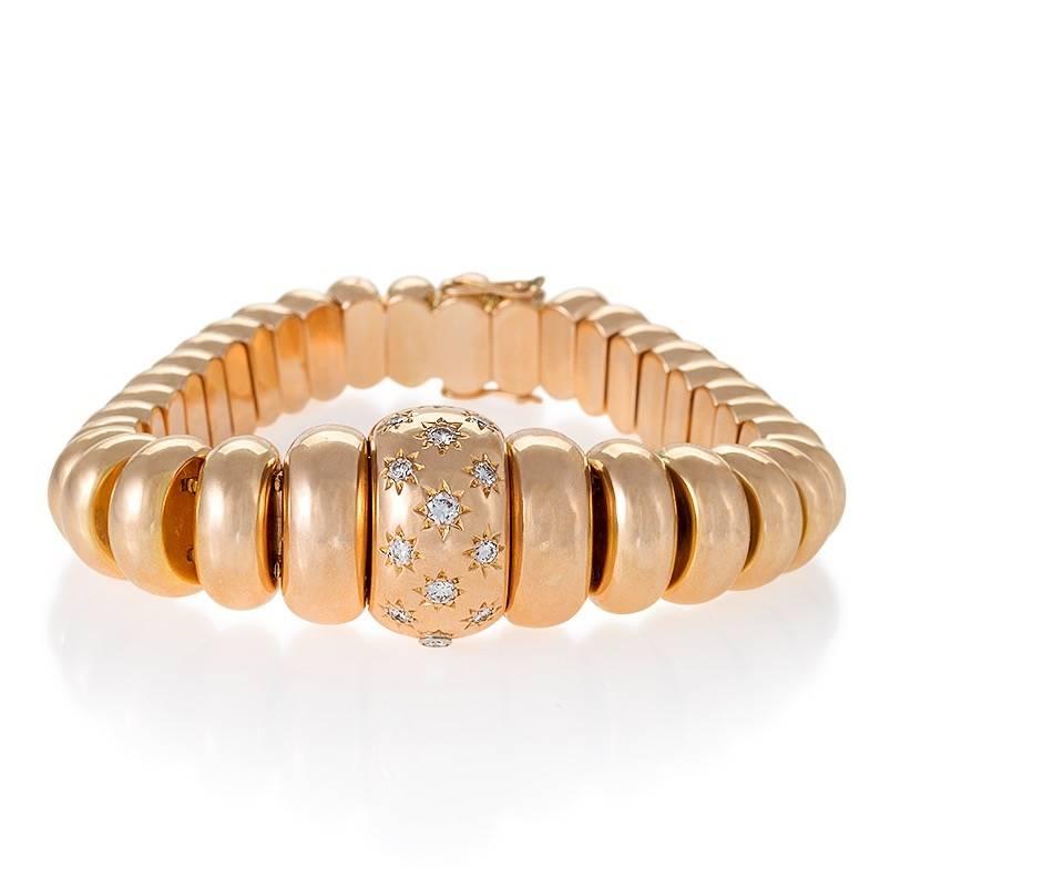 Rolex Retro Diamond and Rose Gold Watch/Bracelet In Excellent Condition In New York, NY
