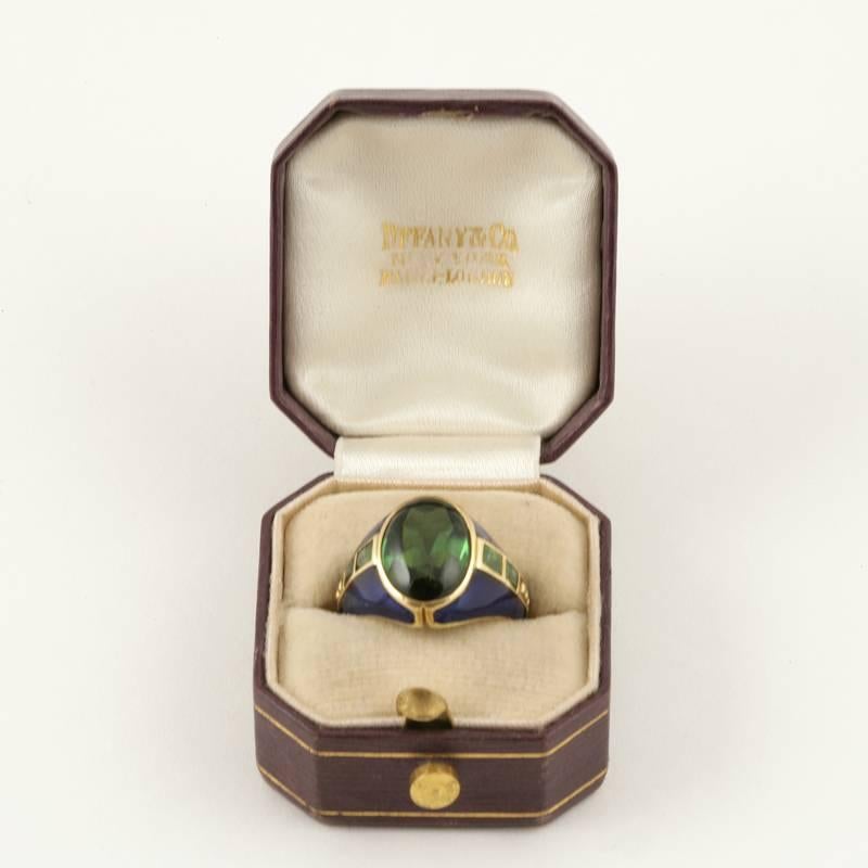 Louis Comfort Tiffany Art Nouveau Peridot, Enamel and Gold Ring at ...