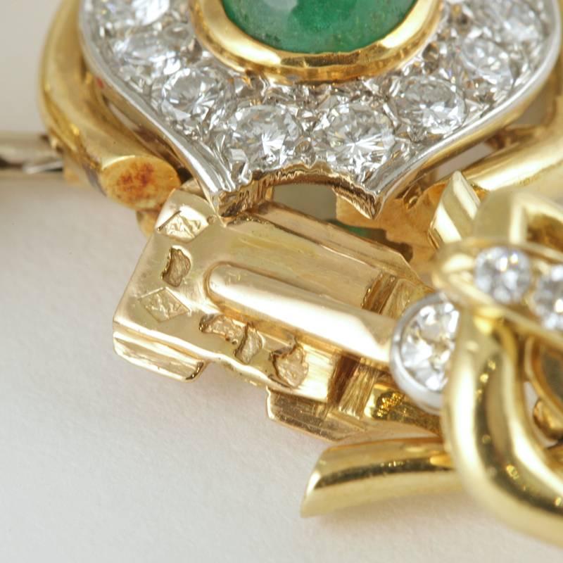 O.J.Perrin Paris 1970's Diamond, Emerald, Gold and Platinum Link Necklace 5