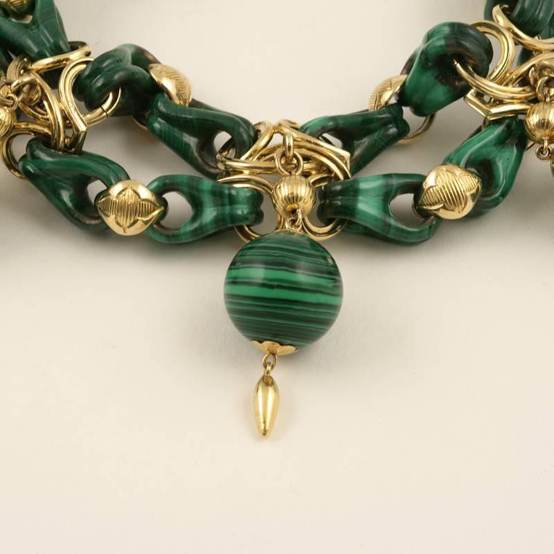 French Antique Malachite and Gold Bracelet 2