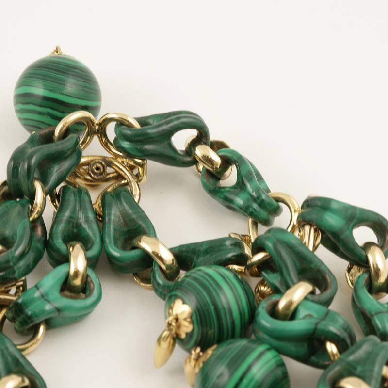 French Antique Malachite and Gold Bracelet 3