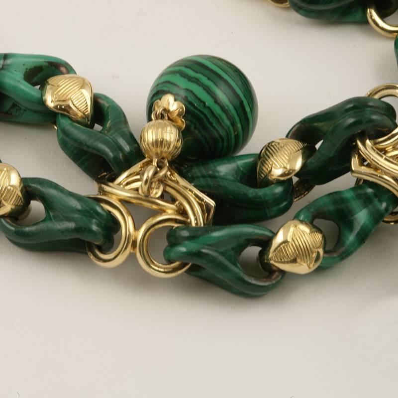 French Antique Malachite and Gold Bracelet 4