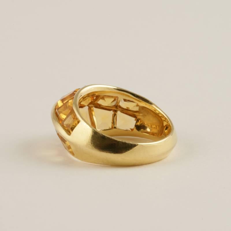Women's René Boivin/Suzanne Belperron Art Deco 'Crest' Citrine and Gold Ring 