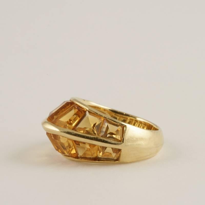 René Boivin/Suzanne Belperron Art Deco 'Crest' Citrine and Gold Ring  2