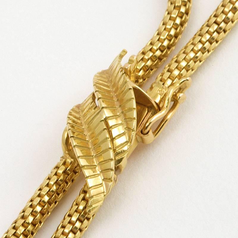 Halskette aus Gold und Platin mit Retro-Saphir-Diamant im Angebot 2