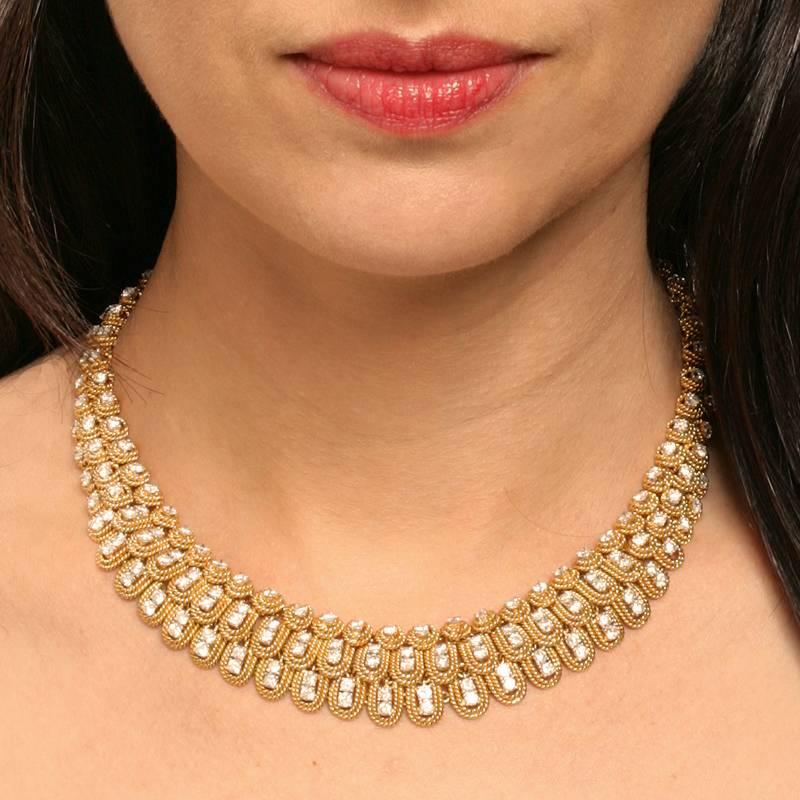 Women's 1960s Diamond and Gold Necklace For Sale