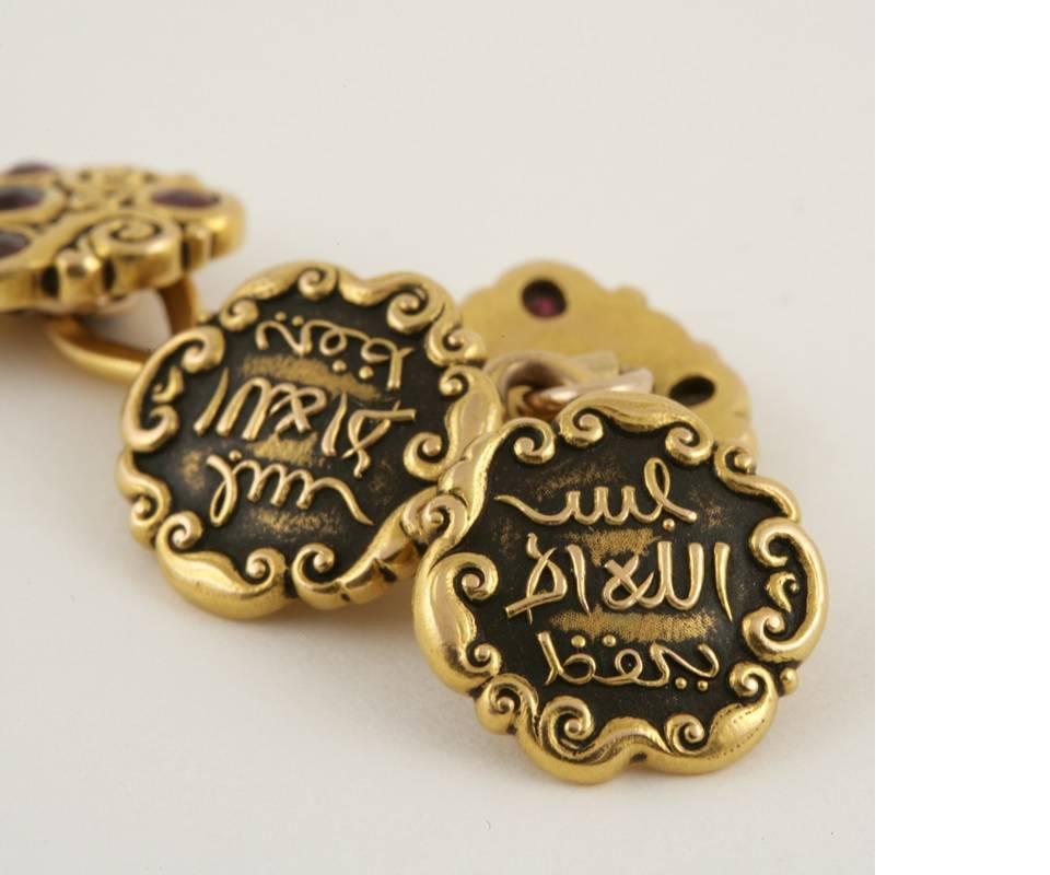 Men's Marcus & Co. Art Nouveau Ruby Enamel Gold Cuff Links