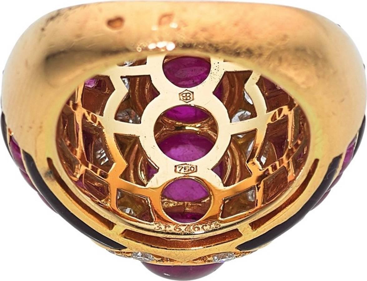 Women's Bulgari 1980s Ruby Diamond Amethyst Gold Ring