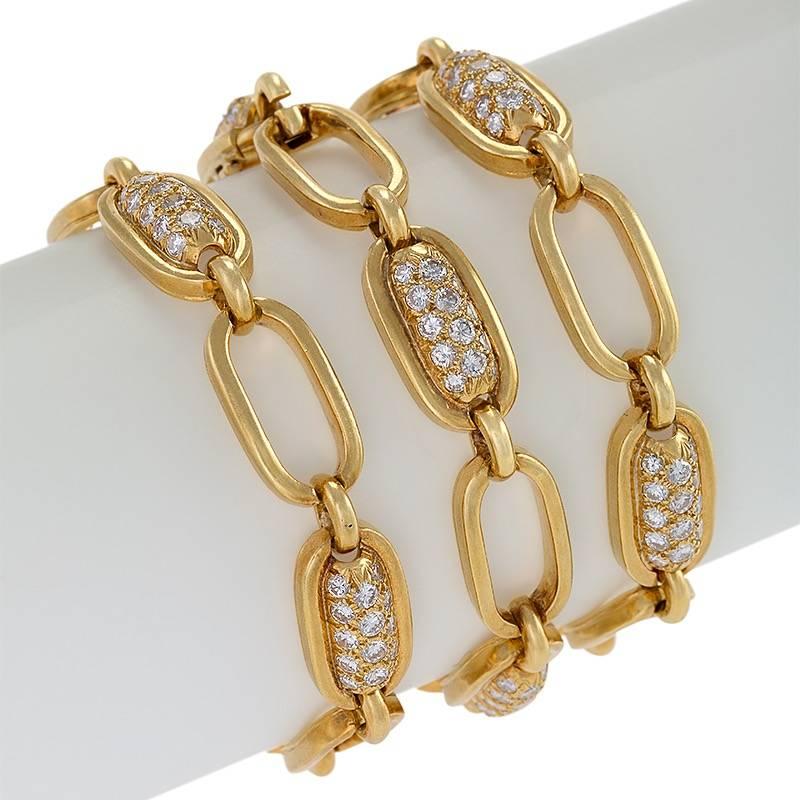 Van Cleef & Arpels Set of Three Diamond Gold Convertible Link Bracelets Necklace 3
