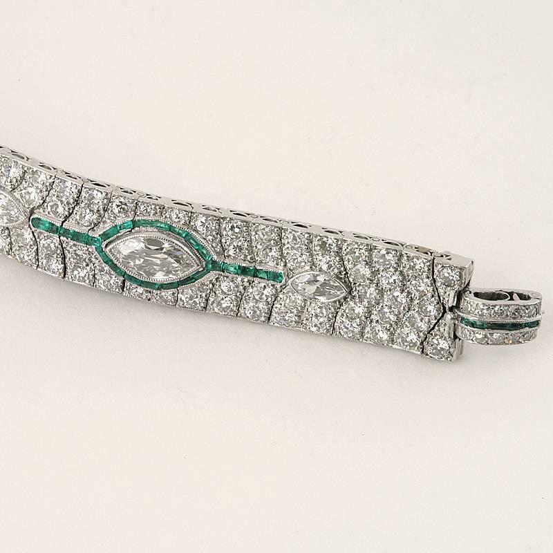 Art Deco Emerald Diamond and Platinum Bracelet 2