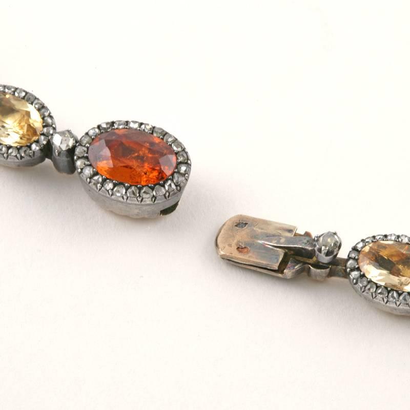 Women's Antique Diamond, Gem Set and Silver Top Gold Necklace