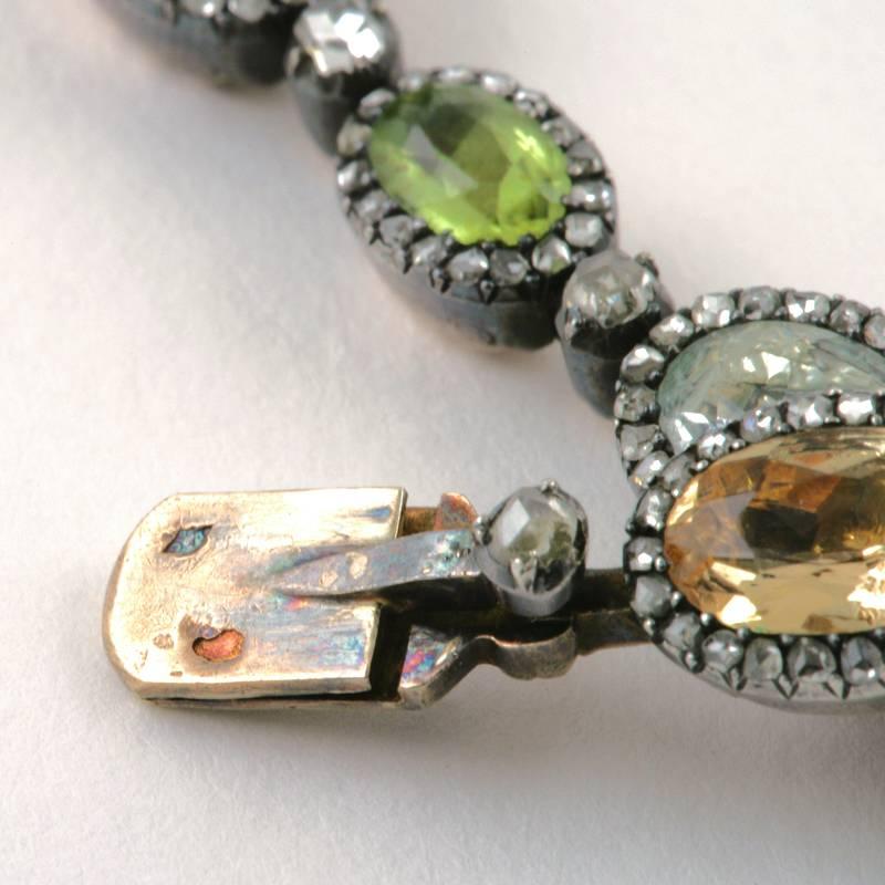 Antique Diamond, Gem Set and Silver Top Gold Necklace 1