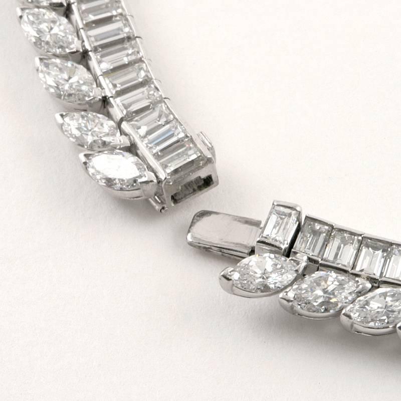 Baguette Cut Baguette and Marquise Diamond Eternity Collar Necklace