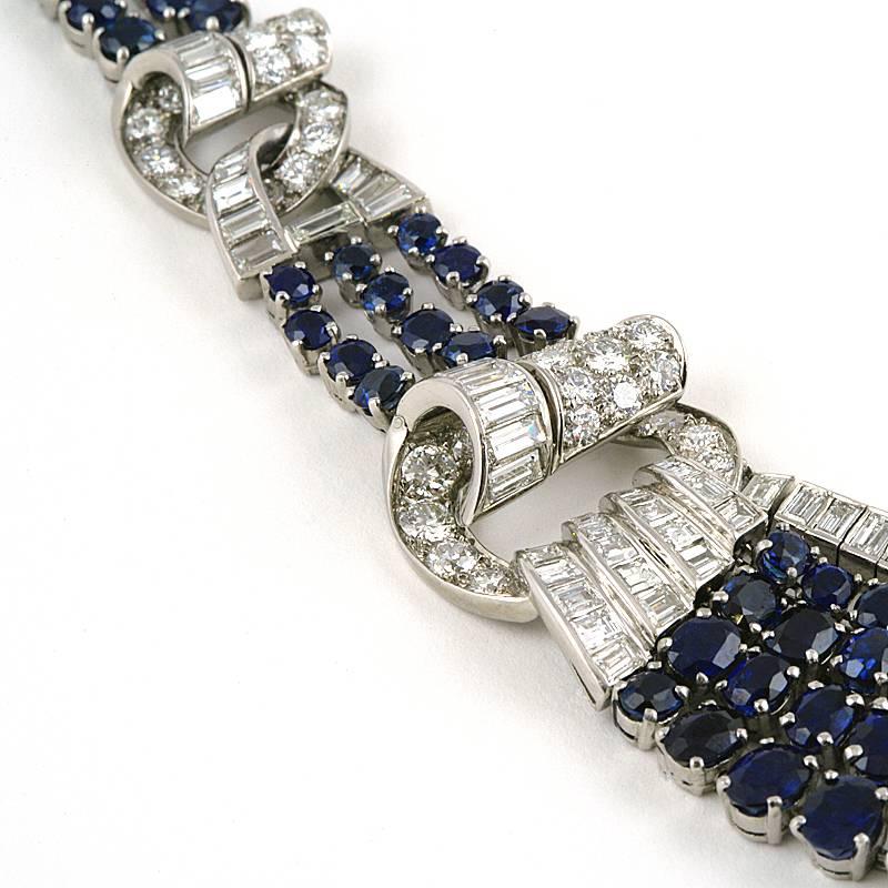 Sapphire and Diamond Draped Necklace  In Excellent Condition For Sale In New York, NY