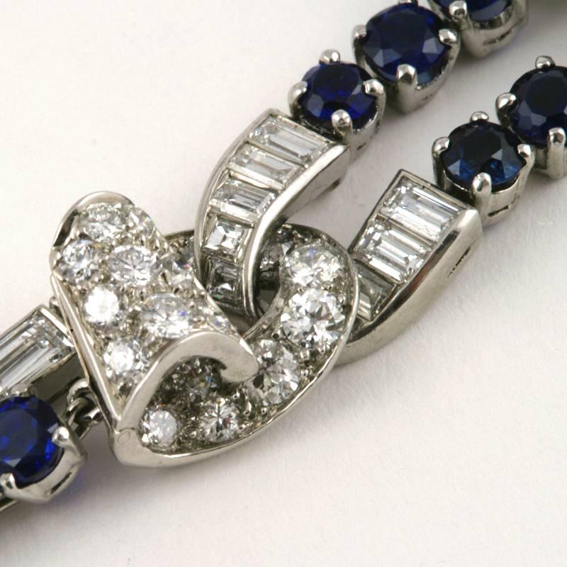 Women's Sapphire and Diamond Draped Necklace  For Sale