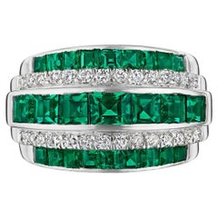 Mid-Century Emerald and Diamond Ring